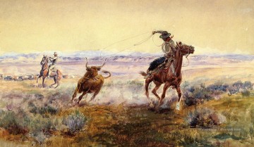 Indiens et cowboys œuvres - Sur le cowboy de l’étang Charles Marion Russell Indiana